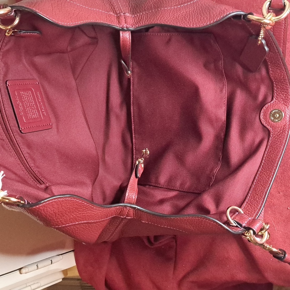 NEW Coach Lexy Pebble Soft Dark Red Leather Satchel Crossbody - Picture 8 of 9